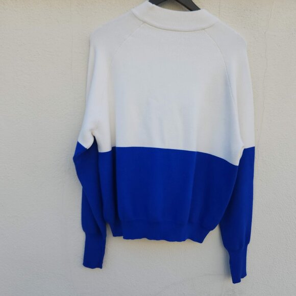 Tory Sport by Tory Burch Blue and White Preppy Colorblock Sweater - Picture 4 of 8